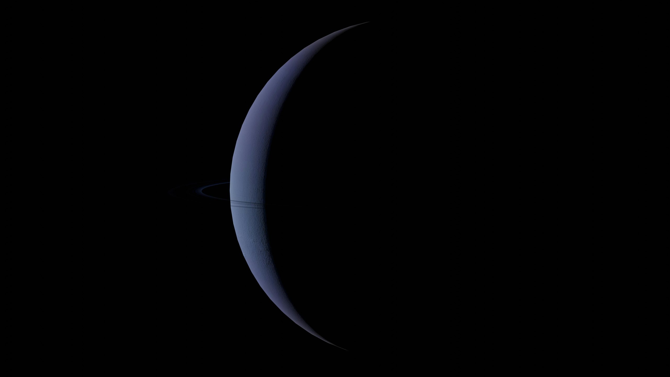 A stunning visual of eclipsed Neptune against a black backdrop, showcasing its presence in the solar system.